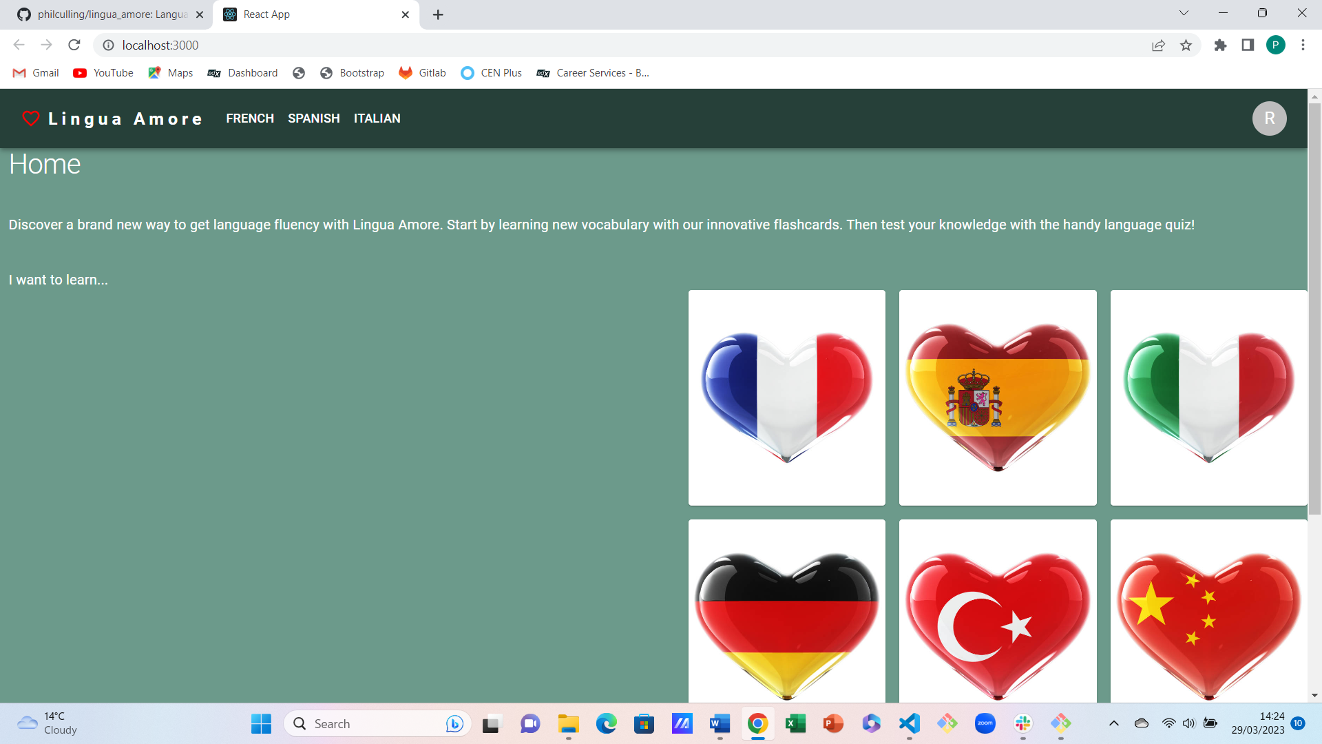 Screenshot of Lingua Amore
