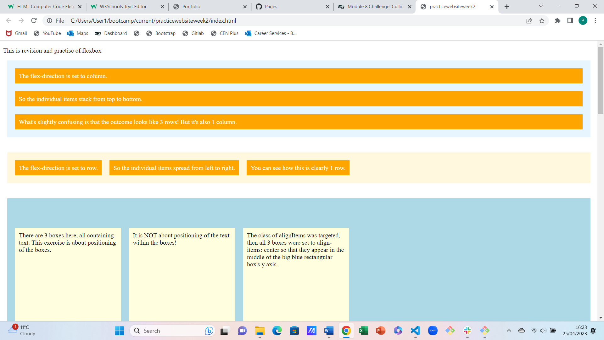 Screenshot of second practice website